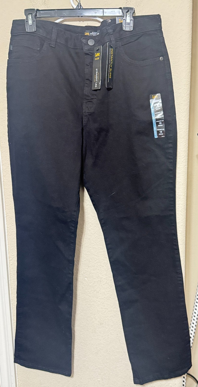 NWT Lee Black straight Leg‎ Jeans womens 16M Instantly Slimming New stretch